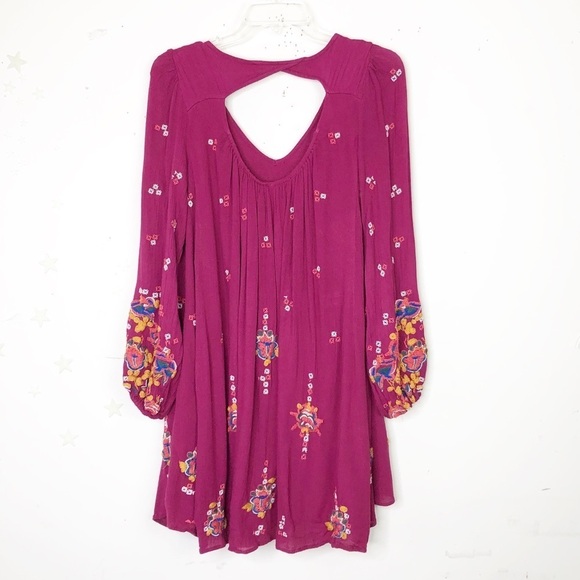Free people burgundy embroidered dress - Picture 3 of 11